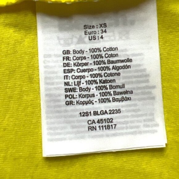 Bench Women's Baby T Shirt Capped Sleeves Soft Bright Yellow Graphic Tee Size XS - Picture 7 of 7
